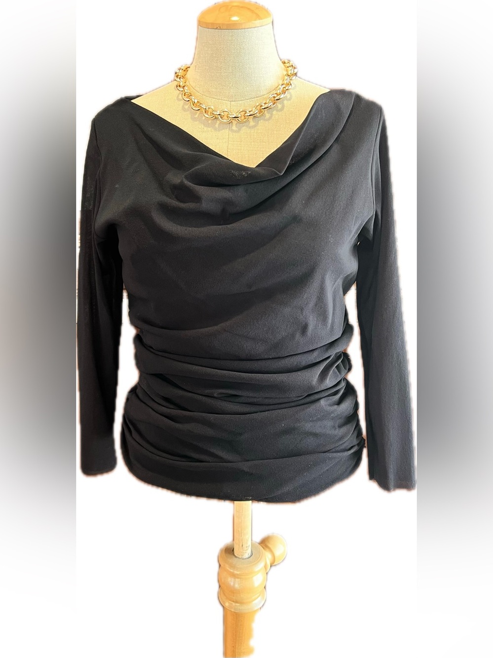 Petit Pois Viviana G - Black Cowl Neck Ruched 3/4 Sleeve Top